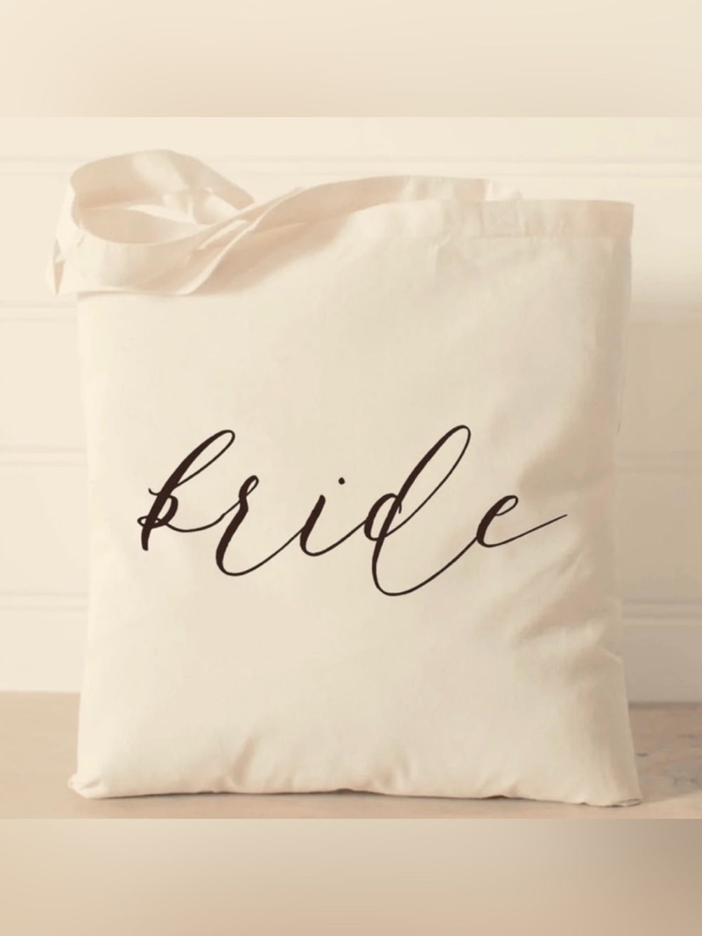 Bride Bridal Canvas Tote Bag Cream and Black